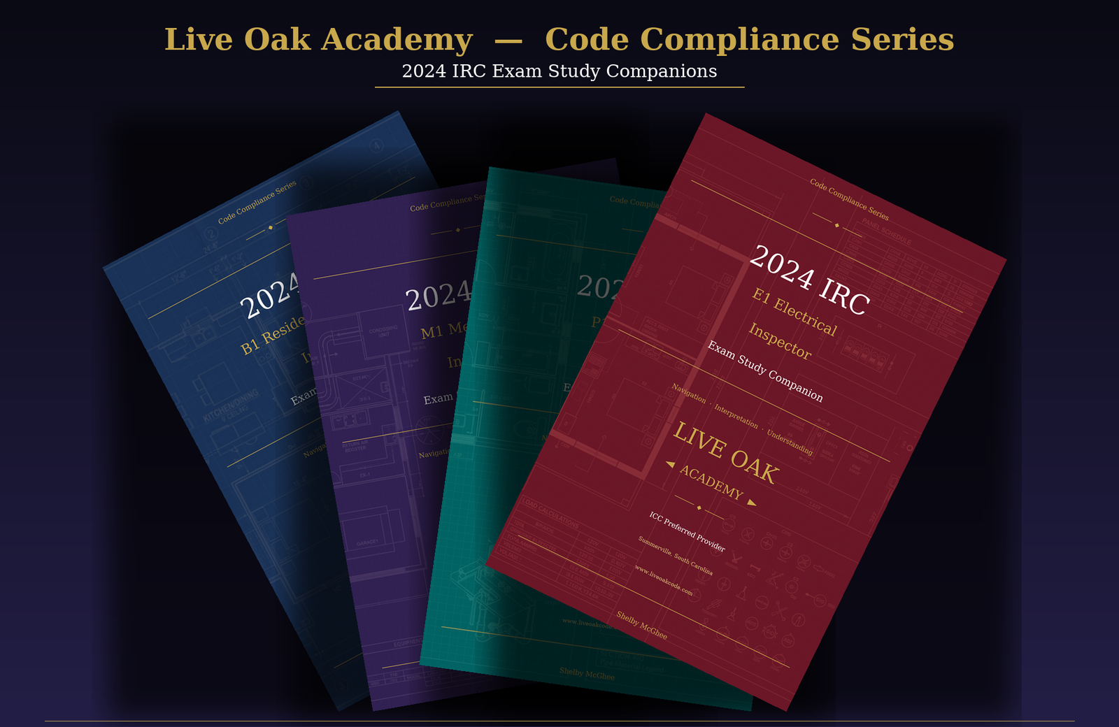 Live Oak Academy Code Compliance Series — B1 M1 P1 E1 Study Companions